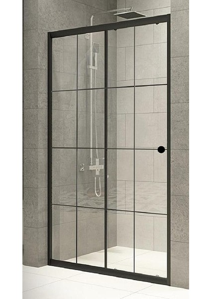 Duşakabin Ön Cephe 4mm Siyah Çizgi Şeffaf Cam Yükseklik 180CM (129 Cm)