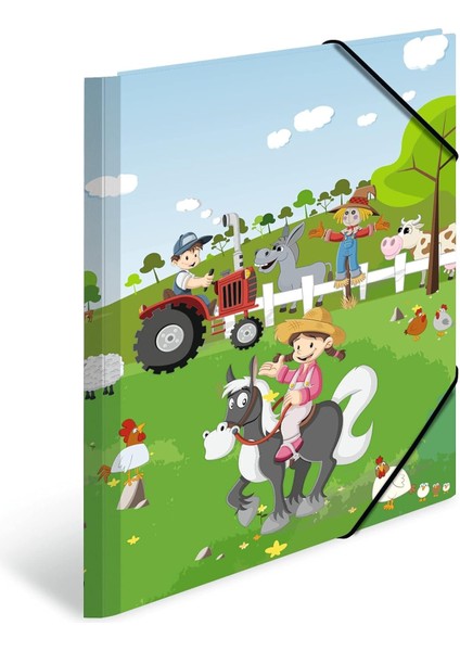 19832 Klasör A3 Anaokulu Çiftliği, Çocuk Köşesi Dosya, Kartondan, Iç Baskı Ve, Erkek ve Kız Çocukları Için Sağlam Kapaklı Klasör