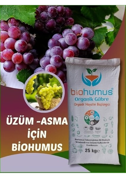 Sultaniye Üzüm ve Asma Için, Organik Gübre, Organik Sertifikalı, Kök Geliştirici, Toprak Düzenleyici, Bitki Besleyici 25 kg (1) indirimleri