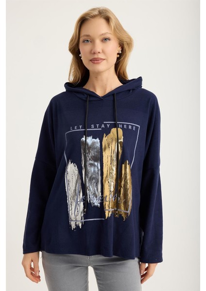 Yaldızlı Pano Desenli Sweat