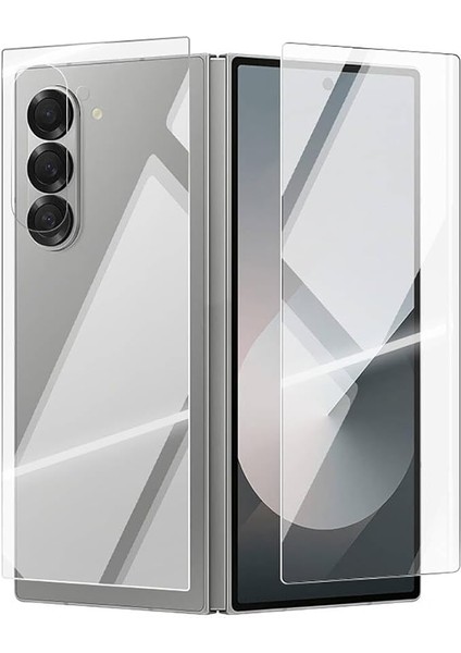 Samsung Galaxy Z Fold 6 Ekran Koruyucu Cam 2IN1TAM Kaplayan Temperli Etnaa Siyah