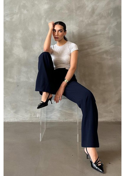 Lacivert Likralı Cırt Kapamalı Palazzo Pantolon MG2291 modelleri