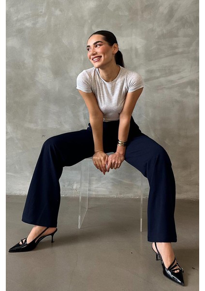 Lacivert Likralı Cırt Kapamalı Palazzo Pantolon MG2291 indirimleri