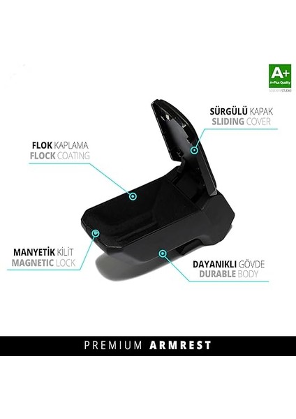 Auto Accessorıes Renault Symbol 2013 Sonrası Ile Uyumlu Çelik Ayaklı Kolçak, Kol Dayama - A+ Kalite Abs Malzeme (Siyah) indirimleri