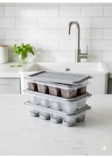 Mini 3’lü Silikonlu Kapaklı Buz Kalıbı Seti – Kolay Çıkartılabilir Buzmatik