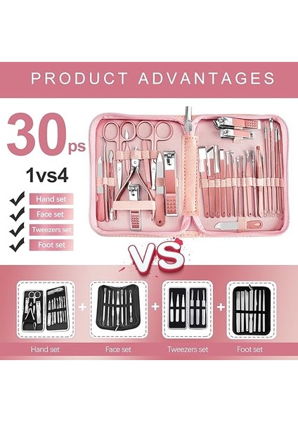 Manikür Seti 30'u 1 Arada Tırnak Makası Seti, Tırnak Makası, Tırnak ve Ayak Tırnağı Makası, Manikür Aletleri, Pedikür Aletleri, Seyahat Manikür Seti, Her Şey Için Uygun Profe Tırnak Seti fiyatları