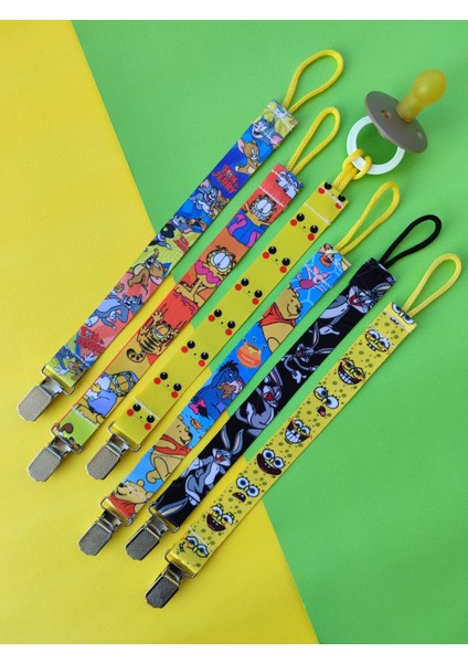 6'lı Emzik Askısı Seti - Emzik Tutucu - Emzik Zinciri (Erkek Bebek)