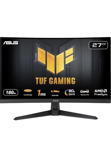 Tuf Gaming VG27VQ3B 27 Kavisli Fast Va Freesync 1920X1080 1ms 180HZ Dp HDMI mm Vesa 3 Yıl Elmb Sync, 90% Dcı-P3 Monitör