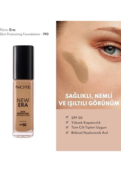 Note New Era Skin Protecting 190 Nemlendirici Etkili Spf 50 Hyaluronik Asitli Fondöten fiyatları
