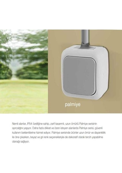 Palmiye Beyaz Anahtar + Topraklı Priz Çabul Bağlantı Kombini indirimleri