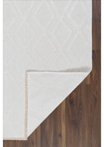 Rodney mt Çift Taraflı Yıkanabilir Premium Kalite Kilim Pamuk Dokuma Kaymaz Taban Beyaz fırsatları