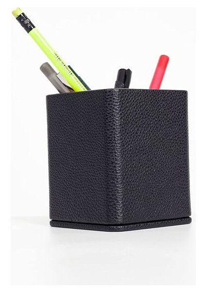 Office Masaüstü Kare Ahşap Detaylı Kalemlik Siyah fırsatları