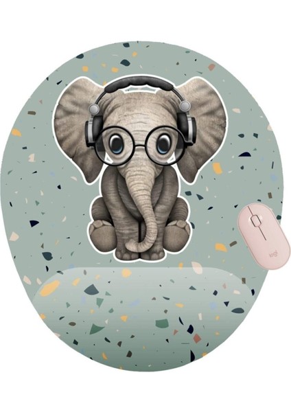 Minik Sevimli Fil Kaymaz Buruşmaz Kırılmaz Bilek Destekli Mouse Pad