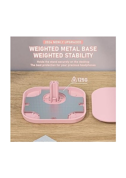 Kulaklık Tutucu, Tüm Kulak Üstü Bluetooth Kulaklıklar Için Kulaklık Standı, Ağırlıklı Tabanlı Evrensel Kulaklık Tutucu + Alüminyum Boru, Oyun Kulaklığı Tutucu, Çalışma Masası Aksesuarı (Pembe) fırsatları