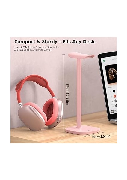Kulaklık Tutucu, Tüm Kulak Üstü Bluetooth Kulaklıklar Için Kulaklık Standı, Ağırlıklı Tabanlı Evrensel Kulaklık Tutucu + Alüminyum Boru, Oyun Kulaklığı Tutucu, Çalışma Masası Aksesuarı (Pembe) indirimleri