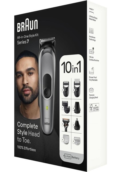 Series 7 MGK7420 Hepsi Bir Arada Şekillendirme Seti, 10’u 1 Arada Erkek Bakım Kiti+Taşıma Çantası (Onerous )