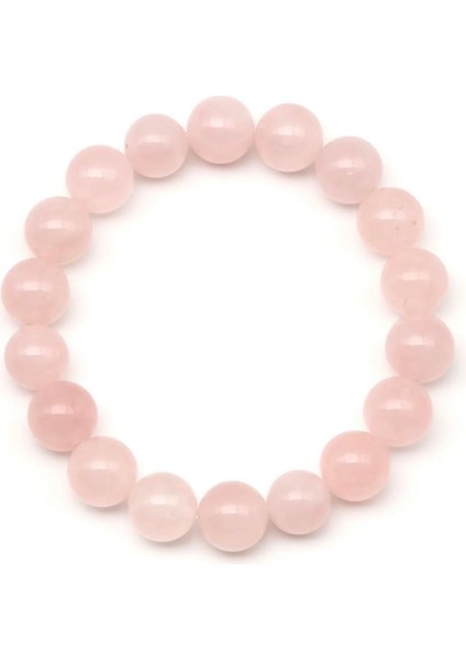 Pembe Kuvars Iyi Kalite Doğal Taş Bileklik 10 mm Küre Kesim