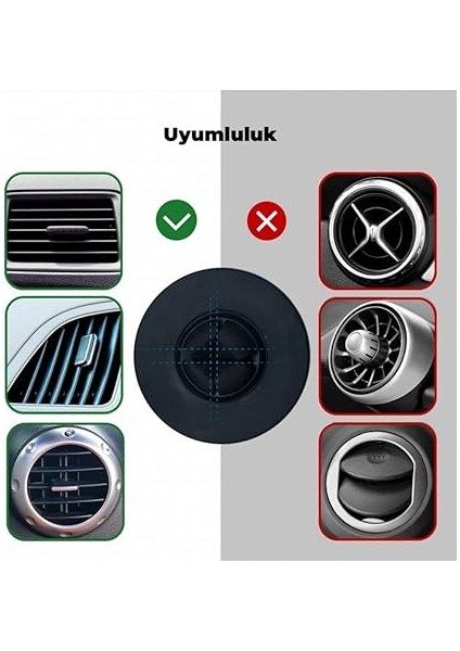 Air Vent Manyetik Araç Içi Telefon Tutucu + 2 Adet Manyetik Plaka (Tüm Cihazlarla Uyumlu Araç Tutacağı) Kuel A200 Black - SGP11583 fırsatları