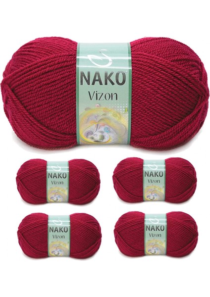 Litaetrend 5 Adet Vizon Premium Akrilik El Örgü Ipi Yünü Renk NO:3630 Vişne Çürüğü