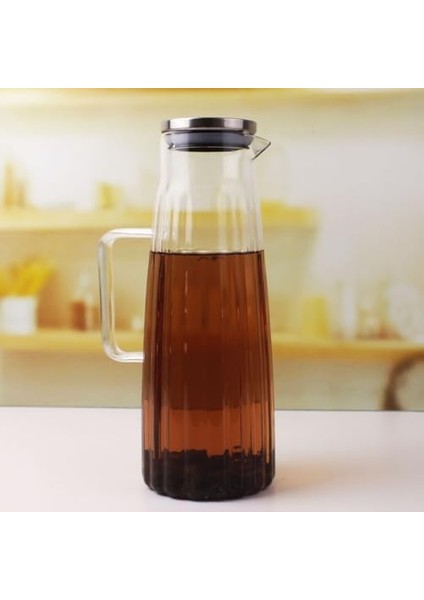 Metal Kapaklı Borosilikat Cam Yağdanlık ve Sürahi | 1000ML (11X26CM) Çok Amaçlı Içecek ve Sıvı Gıda Saklama fiyatları