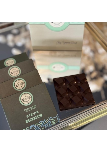 Chocolate In Bloom - Stevia %80 Bitter Tablet Çikolata (40 gr modelleri