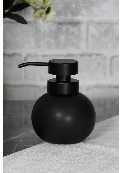 Lüks Siyah Tombul Stoneware Sınanı Sabunluk, Siyah Başlıklı Deterjanlık, Banyo Nane Mutfak Sabunluğu, Ili̇va