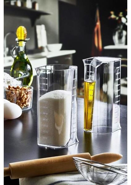 Akrilik Şeffaf Mutfak Çift Taraflı Ölçü Kabı, Yemek Hazırlamak Için Ölçü Kabı, Mutfakta Ölçümler Için Ideal Araç