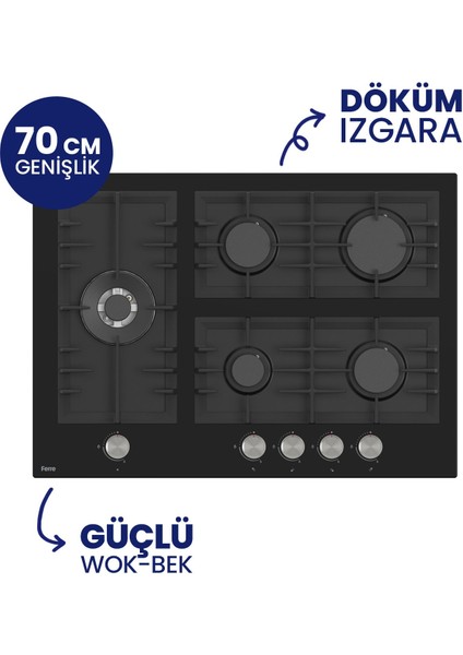 Flowart Turbolu 5 Gözlü Silenart Siyah Cam Ankastre Set QBL62CS - BL135 - D077SA modelleri