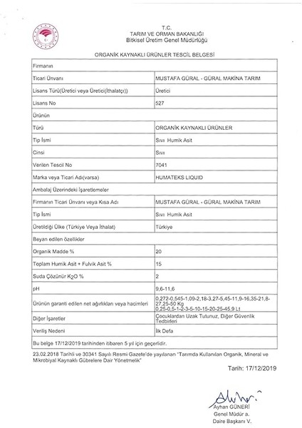 Humateks Liquid 20 Lt (Sıvı Hümik Asit) fırsatları