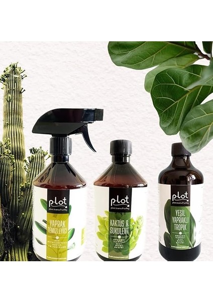 Bitki Bakım Seti: Kaktüs Sukulent Besini + Yeşil Yapraklı Bitki Besini + Yaprak Temizleyici modelleri