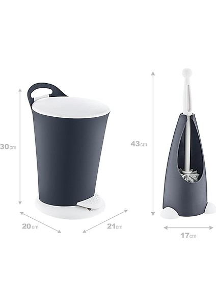Penguen Pedallı Çöp Kovası ve Klozet Fırçası Set Antrasit fırsatları