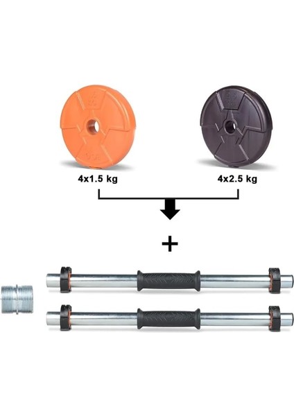 17 kg Multifonksiyonel Turuncu Siyah Halter Seti ve Dambıl Seti fiyatları