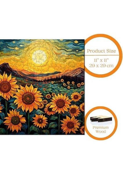 - Ahşap Puzzle Yetişkinler Için - Günebakan Tarlasında Akşamüstü Benzersiz Parçalı Puzzle - 353 Parça Ahşap Yapboz - Yapıştırıcı Folyo Dahil - Dekoratif Ahşap Puzzle - 29X29 cm - S1-30 fiyatları