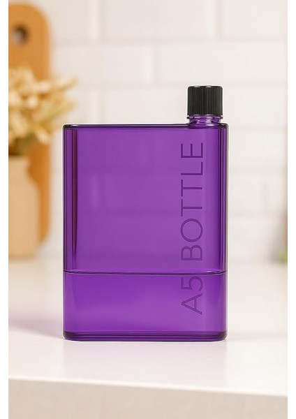 Şeffaf Düz Matara Suluk Ince Su Şişesi (Mor) modelleri