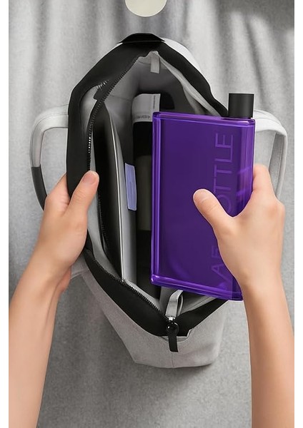 Şeffaf Düz Matara Suluk Ince Su Şişesi (Mor) fırsatları