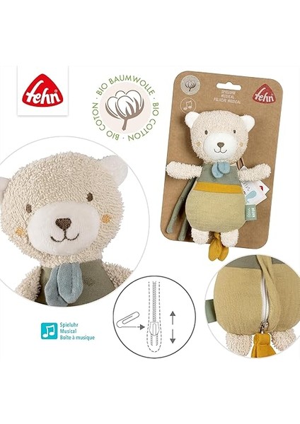 Mini Müzik Kutusu Ayı Fehnnatur - Sevimli Oyuncak ve Pamuklu Uyku Yardımcısı (Organik) - Rahatlatıcı Melodi "schubert'in Ninnisi" - Yolda ve Evde Bebek Oyuncağı - Bebekler ve Küçük Çocuklar Için fırsatları