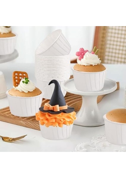 50LI Muffin Kalıbı - Kalıpları, Su Geçirmez ve Yağ Geçirmez Pişirme Kağıtları, Ev Veya Parti Için Folyo Pişirme Kek Kapları - Beyaz fiyatları