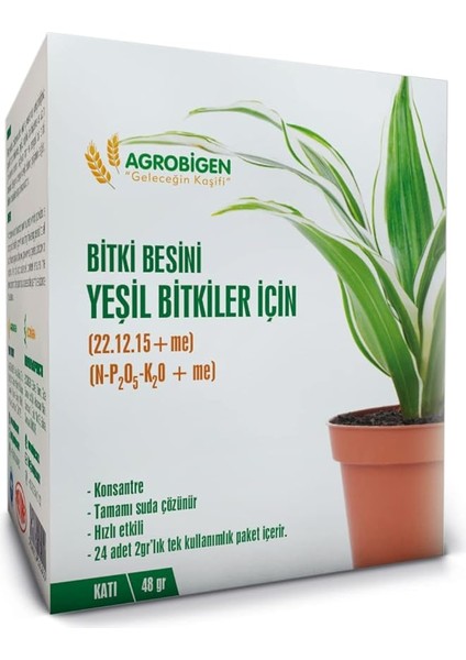 Yeşil Bitkiler Için Bitki Besini(Katı-2 gr x 24 Adet)
