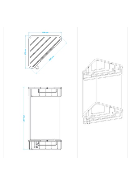Köşe Şampuanlık 15X15 2 Kat Mat Siyah A.532.MS modelleri