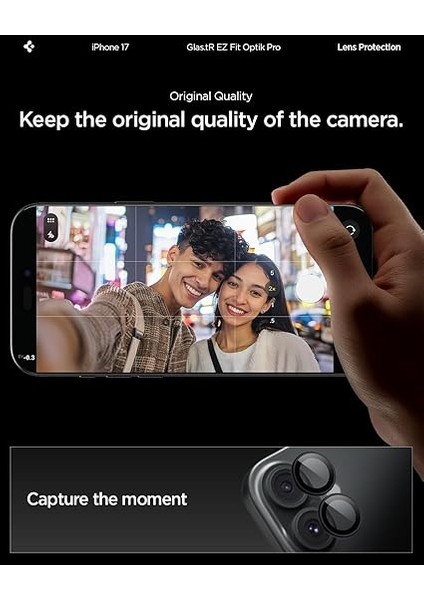 iPhone 17/16 Plus / 16 Kamera Lens Camı Koruyucu Kolay Kurulum Glas.tr Ez Fit Optik Pro (2 Adet) Black - AGL07921 modelleri