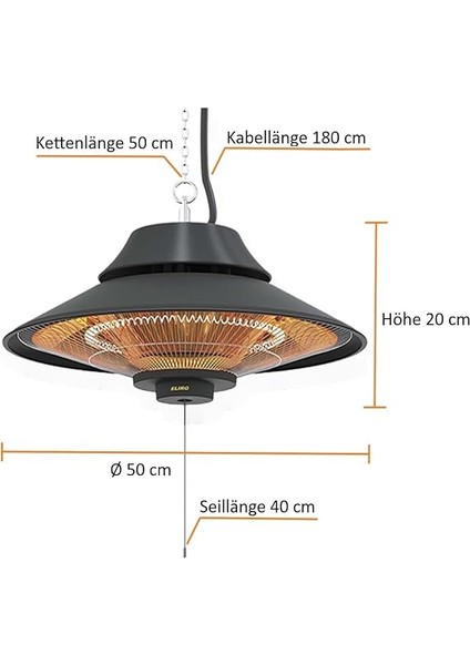 Elirg Elektrikli Isıtıcı, 2000 W,manuel KONTROL,IP45, Balkon Isıtıcısı, Çadır Isıtıcısı, Kış Bahçesi Isıtıcısı, Karbon Kızılötesi Isıtıcı (Elirg) fırsatları