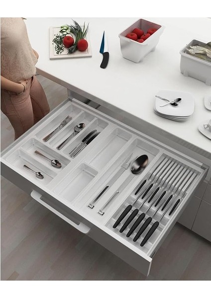 Çekmece Içi Kaşıklık ve Bıçaklık Düzenleyici Beyaz, 74X48 Yandan ve Boydan 4cm Kesilebilir