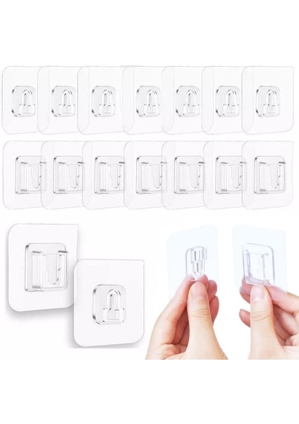 10 Çift Yapışkanlı Çift Taraflı Kanca Askı ve Klips Seti – Delmeden Montaj – Su Geçirmez Güçlü Yapışkan – Duş Rafı, Mutfak, ve Ev Düzenleyici Sabitleme Aparatı