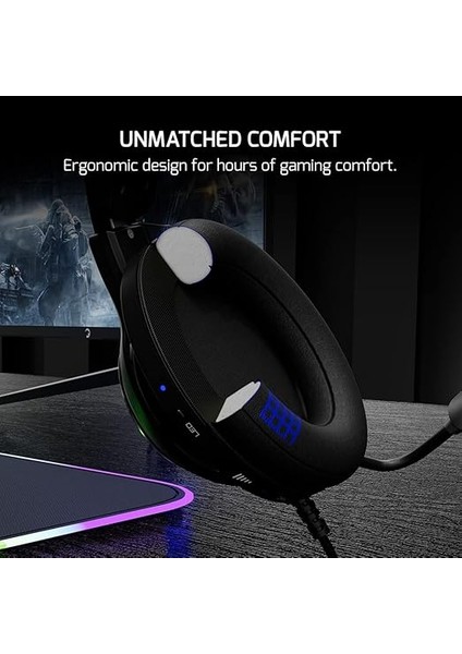 Kugon USB Gaming Headset - 7.1 Virtual Surround Sound, Wired LED Headphones With 50MM Drivers, Comfort Design, 360 Spatial Audio, Noise Cancelling Mic For Pc, Laptop, Black fırsatları