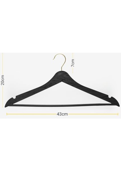 24 Adet Siyah Ahşap Görünümlü Plastik Askı Kıyafet Gömlek Askısı Kancalı modelleri