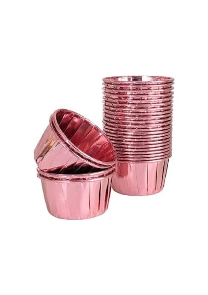 Hediye Sepeti 25&apos;li Rose Parlak Pembe Muffin Kek Kalıbı, Kek Kapsülü Kalıbı, Airfryer Uyumlu modelleri