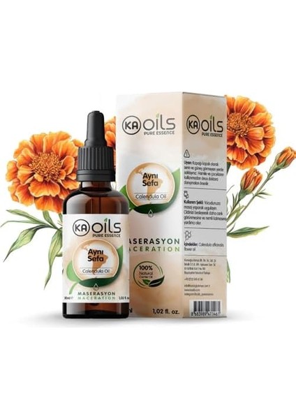Kaoils Aynısefa Yağı 30 ml | Zeytinyağında Masere Edilmiş | Calendula Infused Oil | Cilt Yatıştırıcı & Koruyucu Bakım |%100 Doğal Bitkisel Yağ – Bebek & Hassas Ciltler Için Uygun fiyatları