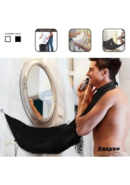 Easyso Desire Pratik Sakal Kesme Örtüsü, Siyah, Tela Kumaş Berber/kuaför Önlüğü Black Standart Boy Saç Kesme Örtüsü Vantuzlu