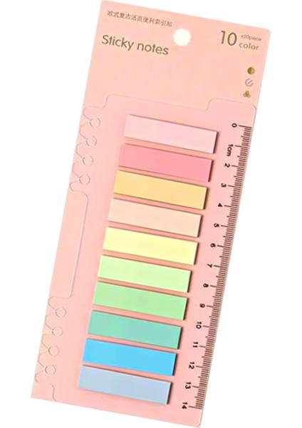 Post It 10 Renkli 200 Yaprak Yapışkan Not Kağıtları Sticky Notes Etiket Not Defteri Kitap Ayracı (Vanilya Tam)