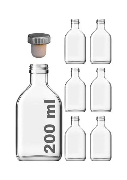 200 cc Kapaklı Cold Şişesi 200 ml Yassı Soğuk Kahve Cam Şişe 6 Adet (Sentetik Tıpa) modelleri